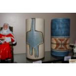A Troika style Studio Pottery cylindrical vase