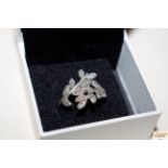 A Pandora Sterling silver and diamond tested leaf s