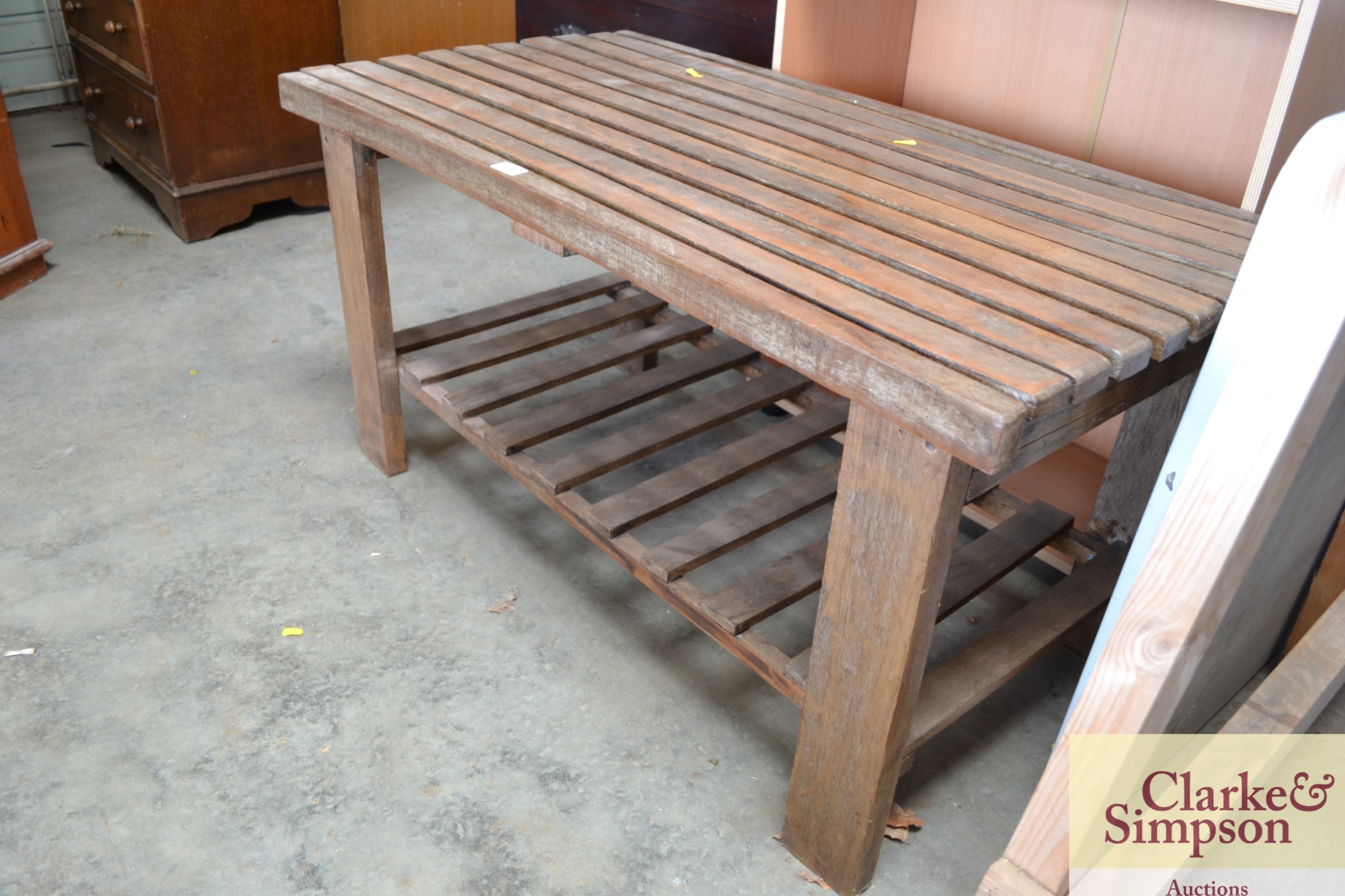 A hardwood garden table