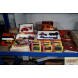 A quantity of diecast vehicles, trains etc.