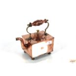 A small vintage square copper kettle with VR stamp