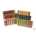 Six sets of faux antique book spines in leather, m