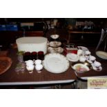 A quantity of various tea and dinnerware to include meat plate, Grindley "Quiet Day" cake stand; a