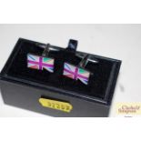 A pair of Union Jack cuff-links