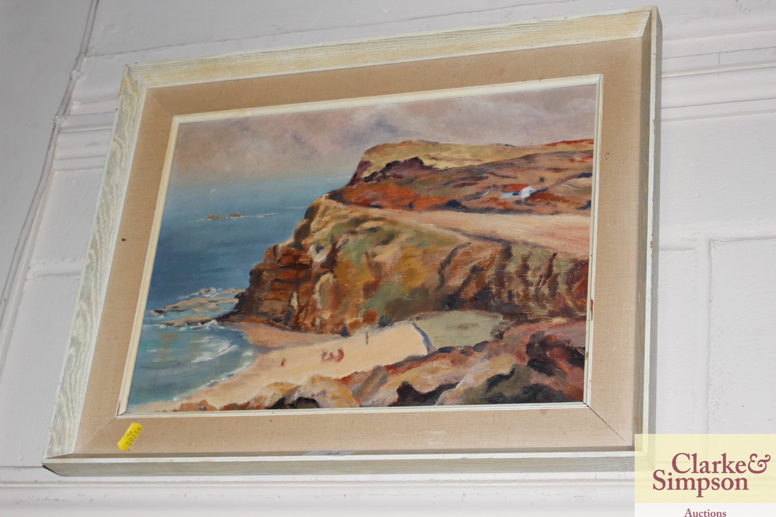 An oil on board depicting a seascape