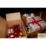 Two boxes of Christmas decorations