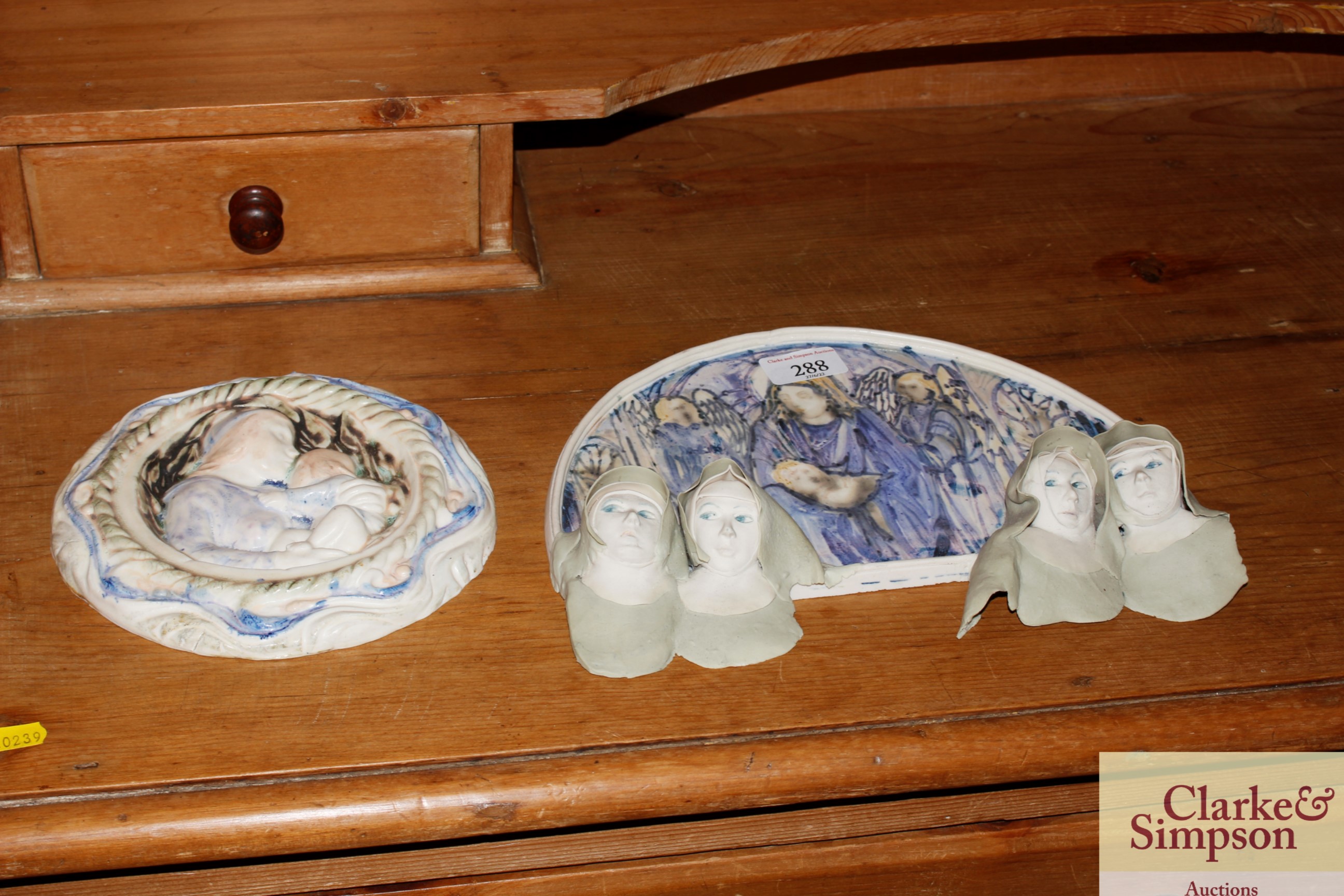 Two Gillian Still pottery plaques