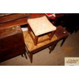 A small upholstered stool; and a piano stool