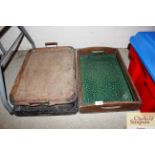 Four various trays to include a shagreen style twi