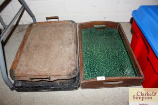 Four various trays to include a shagreen style twi