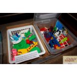 A box containing vintage Tomy Merry Go Zoo play se