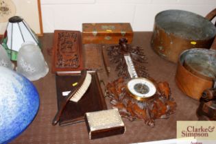 A quantity of wooden items to include a glove box,
