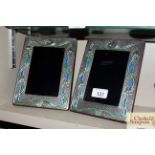 A pair of silver and enamel Art Nouveau style ease
