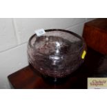 A mauve tinted Art Glass bowl