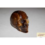 An agate skull paperweight