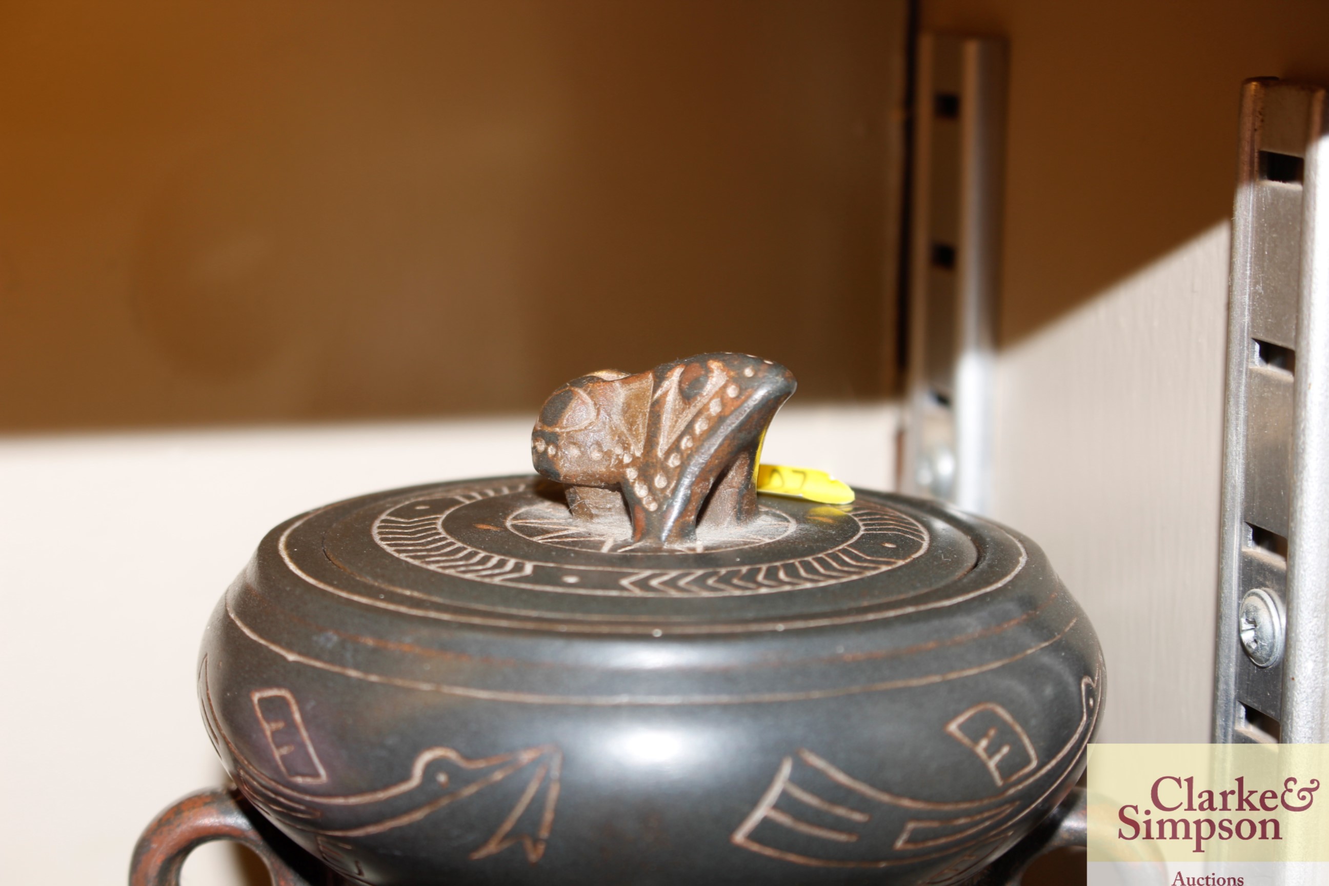 An Oriental jar and cover with bee finial to the l - Image 2 of 3