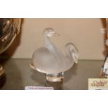 A French frosted glass swan group