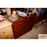 A retro teak five drawer chest