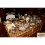 A large quantity of various silver plated items to