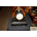 A slate two hole mantel clock