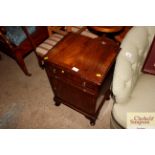 A mahogany side cupboard fitted single drawer and