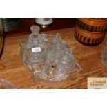 A glass dressing table set