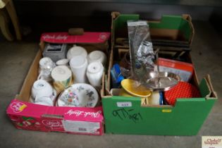 Two boxes of sundry items to include; Royal Worces