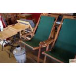 A hardwood deck chair
