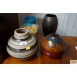 Four Studio pottery vases to include Royal Doulton