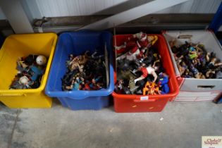 Four boxes of various action figures