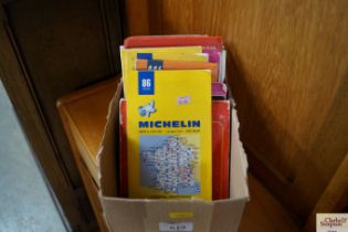 A box containing various maps
