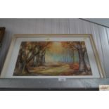 A framed watercolour study of a woodland scene sig