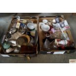 Two boxes of sundries to include glass ramakins; s