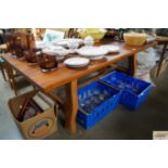 A hardwood refectory dining table