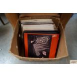 A box of various records