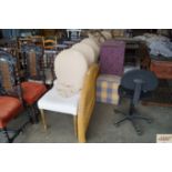 Six upholstered chairs with covers