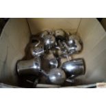 A quantity of stainless steel teapots
