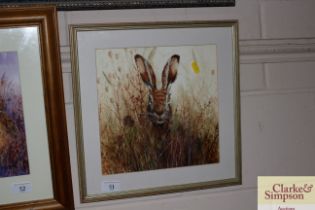 John Ryan, watercolour study of a hare