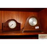 Two Edwardian inlaid mantel clocks