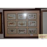 A collection of nine framed and glazed WW1 silk po