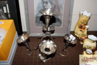 A plated five branch table epergne