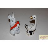 A Goebel goose ornament and a USSR porcelain figur