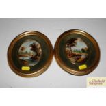 A pair of oval framed miniature oil paintings