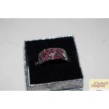 A 925 pink stone set dress ring
