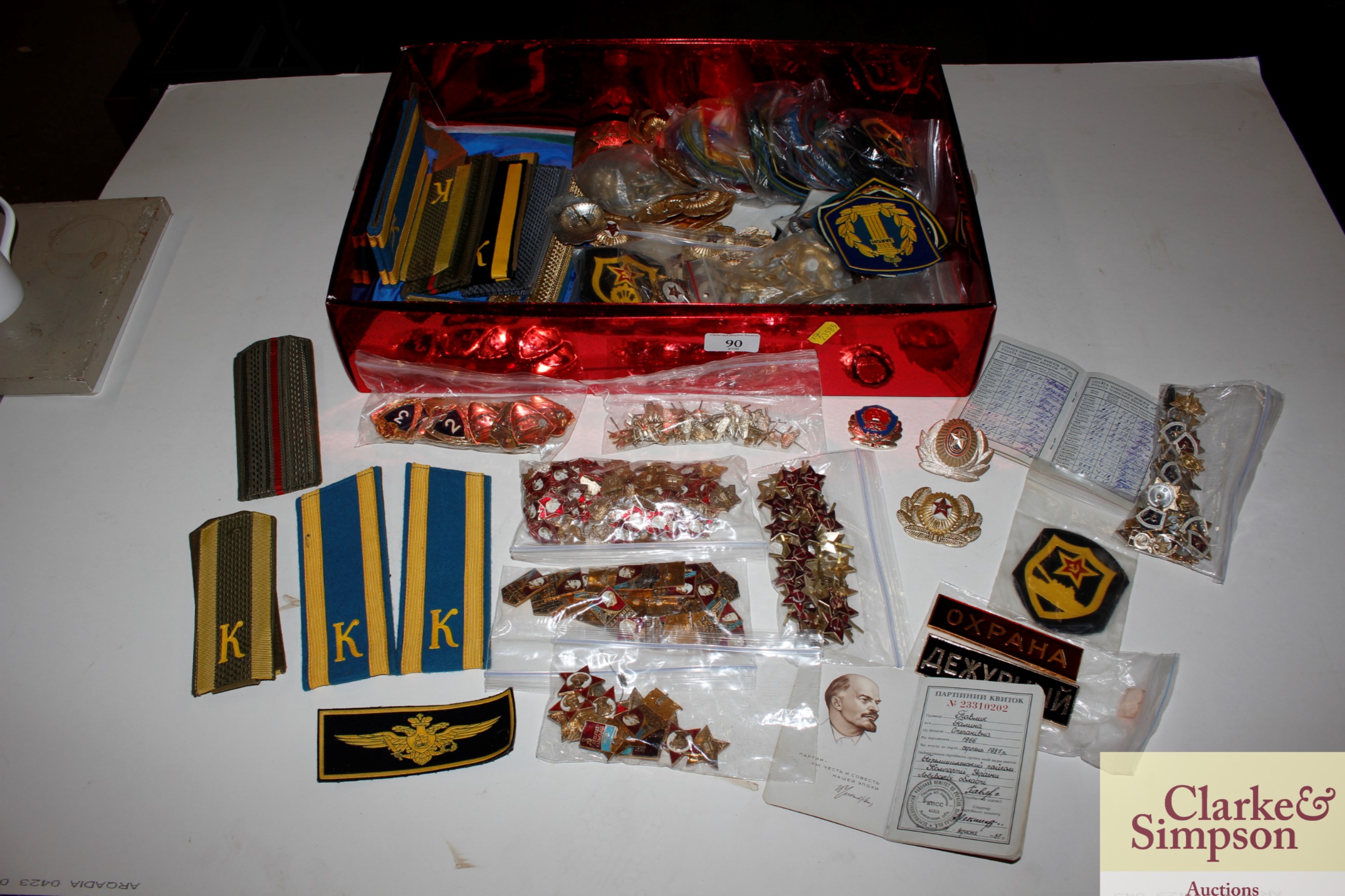 A large amount of Russian Cold War badges, buttons