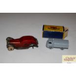 A vintage clockwork car; and a Matchbox Series A M