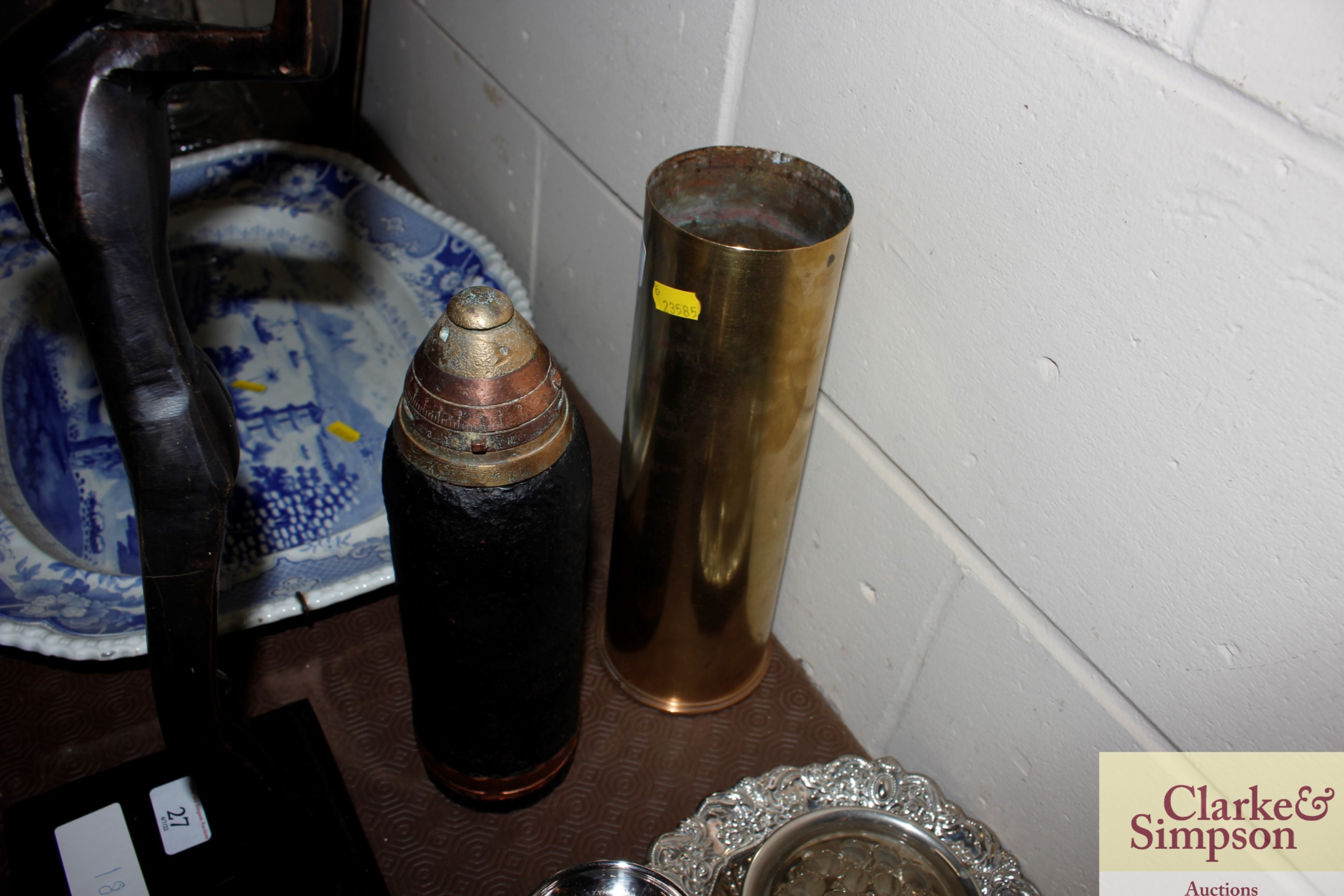 A WW1 18PD shrapnel shell, de-activated