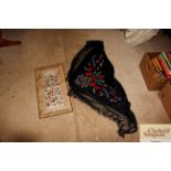 An Oriental embroidered shawl and a Chinese wall h