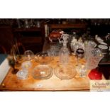 A collection of various decorative glassware to in