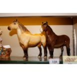 Two Beswick horses